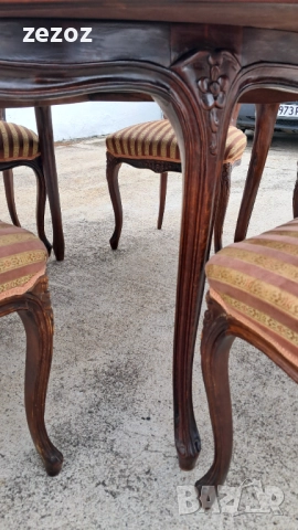 Комплект маса и шест стола масив, снимка 3 - Маси - 52340382