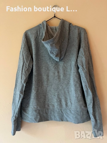 Сив дамски суитшърт с качулка и джобове L размер 100% памук на марката PlayBoy 🩶, снимка 6 - Суичъри - 52210731