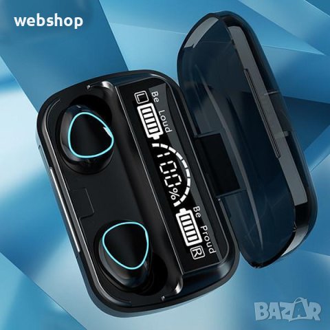 Безжични слушалки TWS M10, с микрофон, цифров дисплей, Bluetooth 5.1, водоустойчиви IPX7, черни, снимка 8 - Bluetooth слушалки - 41182211