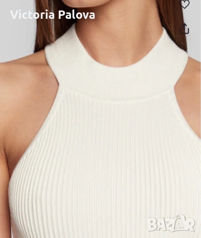 Оригинална вталена  рокля  GUESS модел JANICE в цвят екрю, снимка 8 - Рокли - 53636282