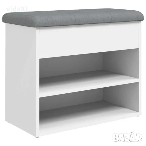 vidaXL Пейка за обувки, бяла, 62x32x50 см, инженерно дърво, снимка 1 - Маси - 56148107
