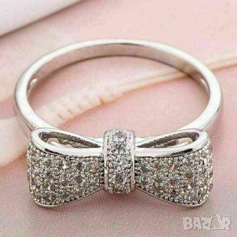 Дамски пръстен с бели циркони - панделка, снимка 9 - Пръстени - 41874639