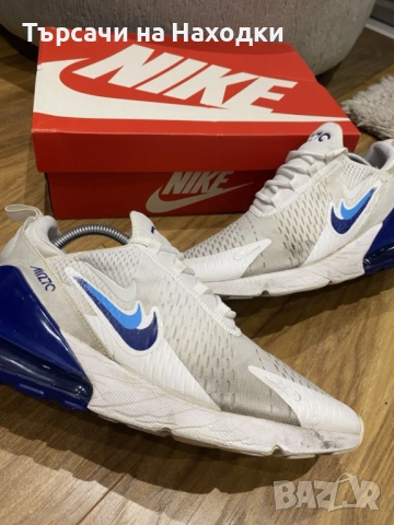 €160  Мъжки маратонки Nike Air Max 270 (Бяло/Синьо) Размер EU 46 UK 11 ползвани, снимка 8 - Маратонки - 52461745