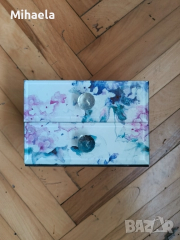 Луксозна кутия за бижута с кадифена вътрешност – 2 чекмеджета, флорален дизайн, снимка 2 - Подаръци за жени - 52187270