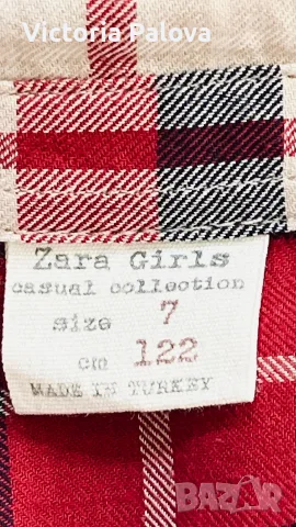  Детска карирана туника Zara Girls - размер 122, снимка 4 - Детски Блузи и туники - 56062185