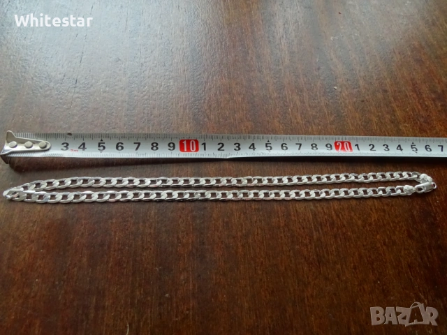 Мъжки посребрен ланец, снимка 2 - Колиета, медальони, синджири - 53623610