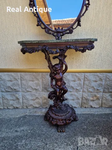 Прекрасна антикварна конзола масив мрамор- Рококо , снимка 9 - Антикварни и старинни предмети - 47261023