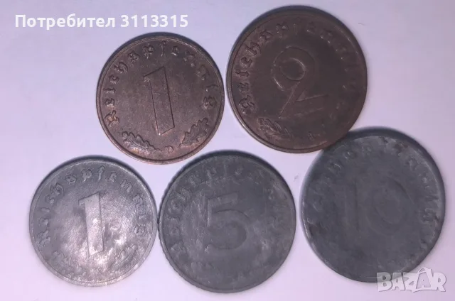 Стари германски монети от 1937-1943, снимка 2 - Нумизматика и бонистика - 55904531