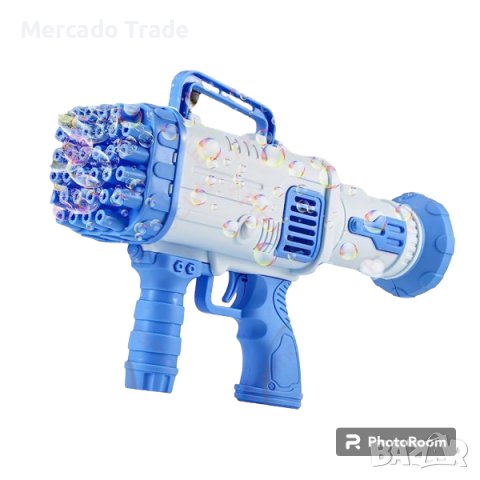 Пистолет Mercado Trade, За сапунени балончета, 32 дупки, Базука, Син, снимка 3 - Електрически играчки - 41530647