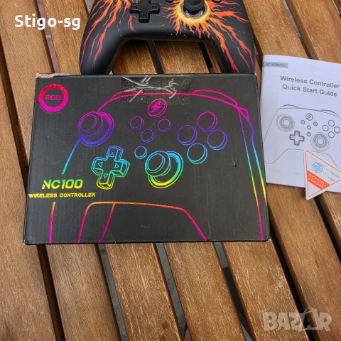 Безжичен гейминг контролер с RGB подсветка и уникален огнен дизайн (Flames / Lava), снимка 2 - Аксесоари - 56162469