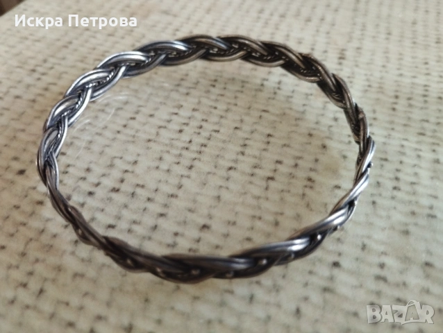 Стара оксидирана сребърна гривна, снимка 2 - Антикварни и старинни предмети - 53312947