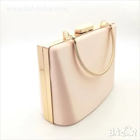 Официална дамска чанта розов сатен със златист обков, снимка 2 - Чанти - 48942765