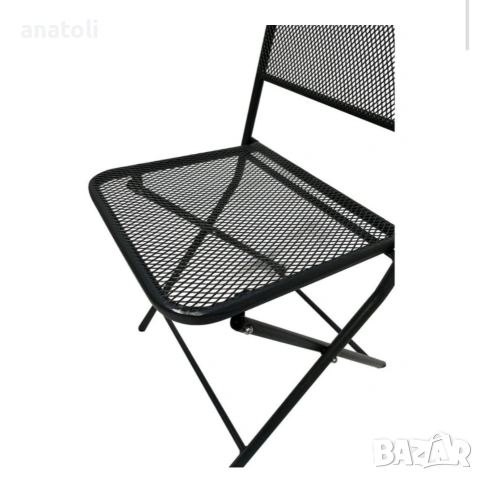 чисто нови метални Комплект маса и столове от 3 части Сгъваеми, Сив от Германия , снимка 8 - Маси - 53413943