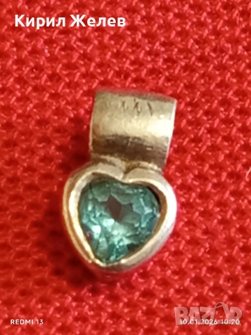 Сребърна висулка с инкростация на ТОПАЗ елегантен дизайн нежно бижу 52609, снимка 6 - Колиета, медальони, синджири - 53051393