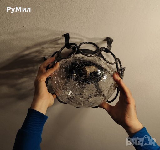 Ретро лампа от ковано желязо, снимка 4 - Лампи за таван - 40920256