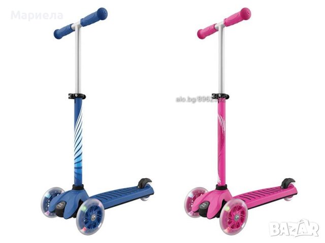 Тротинетка със светещи колела до 50кг розова или синя , Здрава Детска тротинетка, снимка 4 - Детски велосипеди, триколки и коли - 41935498