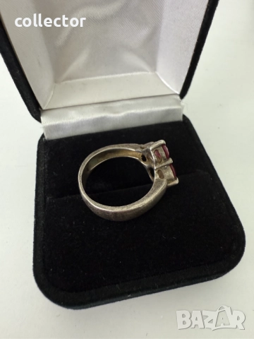 Стар сребърен пръстен с големи РУБИНИ. №7636, снимка 6 - Пръстени - 52502345