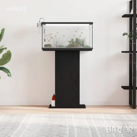 vidaXL Поставка за аквариум черно и дъб 60,5x36x72,5см инженерно дърво, снимка 3 - Аквариуми - 56148350