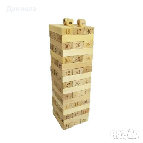 Кула от дървени блокчета – Образователна игра с 51 части, снимка 3 - Образователни игри - 50930934