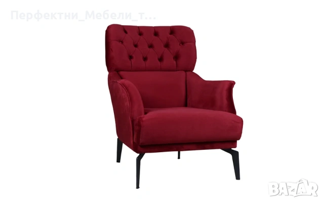 Тузарско кресло в бордо плюш-чудесна мебел за новата година на огнения кон!на склад в България, снимка 2 - Дивани и мека мебел - 53034451