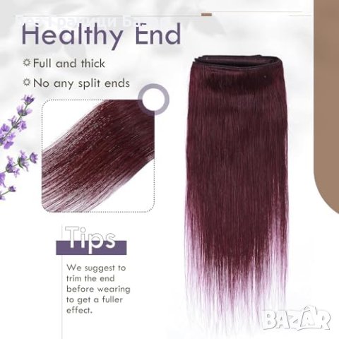 Нови Естествени Удължения за Коса 7A, 100г, Винено Червено треса , снимка 4 - Аксесоари за коса - 44166281