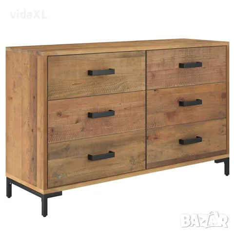 vidaXL Сайдборд, кафяв, 110x35x70 см, борова дървесина масив