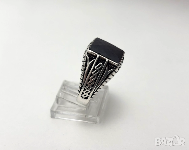 Мъжки Сребърен Пръстен с красив фасетиран камък (проба 925)- 7,8 грама, снимка 3 - Пръстени - 52318853