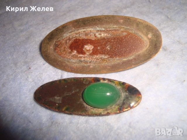 СТАРА БРОШКА с ШЛИФОВАН ЗЕЛЕН АХАТ - КАБОШОН за КОЛЕКЦИЯ 19401, снимка 6 - Антикварни и старинни предмети - 36107188