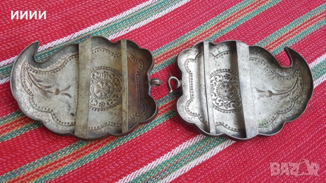 Сребърни пафти с позлата големи, снимка 2 - Антикварни и старинни предмети - 52840517