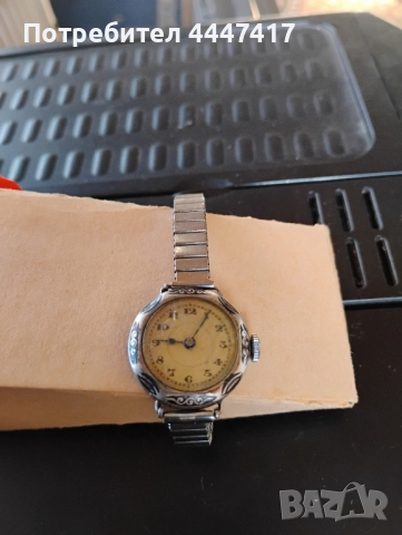 Швейцарски сребърен часовник с ниело !, снимка 9 - Дамски - 52428213