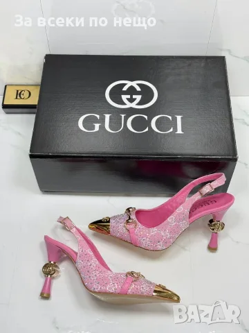 Gucci Елегантни Черни Дамски Обувки С Ток И Кристали - Различни Цветове Код SEM-378, снимка 2 - Дамски обувки на ток - 55864548