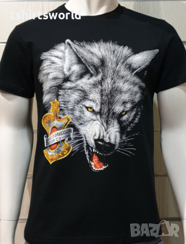 Нова мъжка тениска с дигитален печат HARLEY DAVIDSON -Вълк (Wolf), снимка 3 - Тениски - 36178161