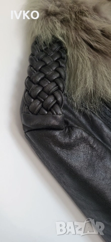 Кожено яке Gil Santucci,сребърна лисица S/M, снимка 4 - Якета - 52372024