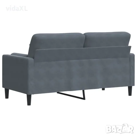 vidaXL 2-местен диван с декоративни възглавници тъмносив 140 см кадифе, снимка 5 - Дивани и мека мебел - 56146869