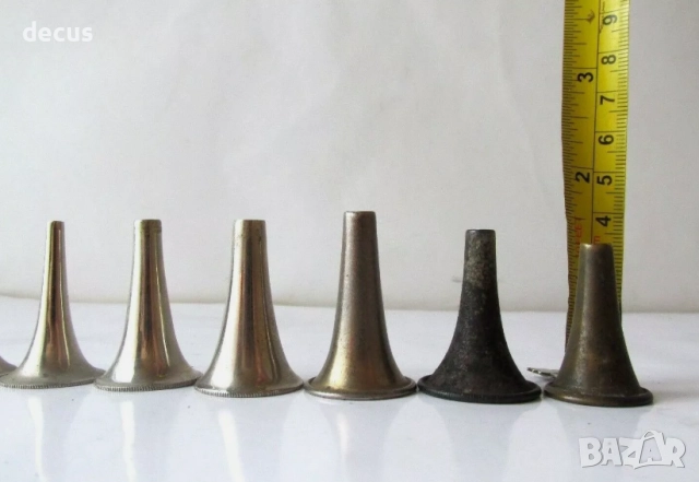 Античен медицински звуков спекулум за ухо - апарат 7 бр, снимка 6 - Антикварни и старинни предмети - 51462429