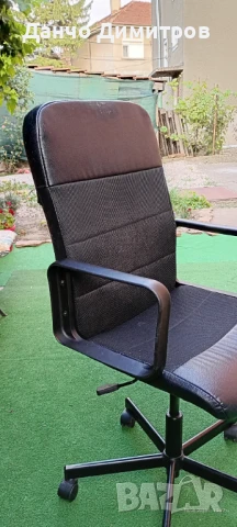 Кожен офис стол на колелца с подлакътници и амортисьор, снимка 3 - Столове - 51409294
