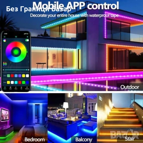 Нова Външна LED лента 5m IP68 USB 5V музикален режим таймер APP RF, снимка 2 - Лед осветление - 53531238