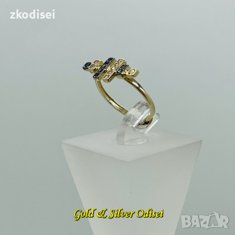 НОВ ЗЛАТЕН ПРЪСТЕН 1,77ГР. РАЗМЕР:57 14КР. ПРОБА:585 МОДЕЛ:407-3, снимка 2 - Пръстени - 36158823