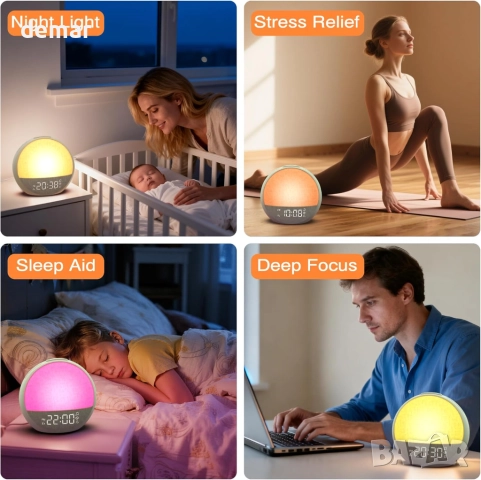 APUZOM Дигитален нощен часовник с будилник за деца, за хора с тежък сън (бежов), снимка 7 - Други - 52637320