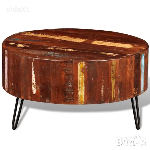 vidaXL Маса за кафе, кръгла, масивно регенерирано дърво, снимка 4 - Маси - 56146324