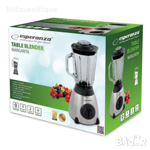 Блендер Esperanza, 500W, 1.5л., Стъклена кана, Инокс черен
