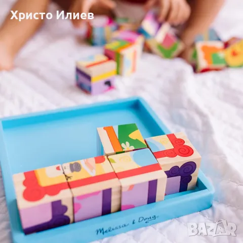 Пъзел с кубчета Дървени кубчета Загадките на Блу Melissa and Doug, снимка 5 - Игри и пъзели - 49175483