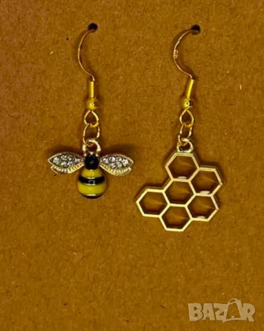 Обеци пчеличка, снимка 7 - Обеци - 48249304