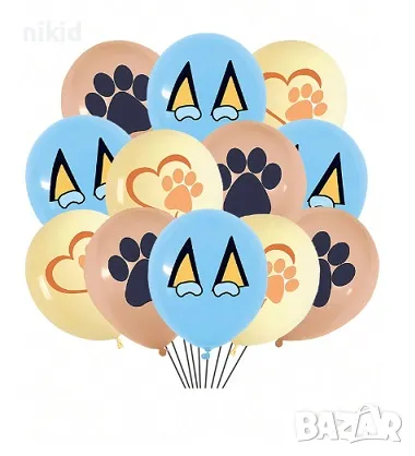 Блуи и Бинго Bluey and Bingo Чили и Бандит Обикновен надуваем латекс латексов балон парти хелий или , снимка 2 - Други - 42444950