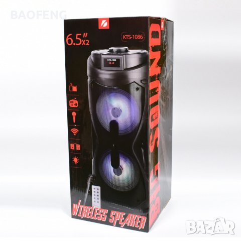 ! Нова Караоке тонколона 2х6,5”, с FM тунер, дистанционно, BLUETOOTH, модел KTS-1086, снимка 8 - Тонколони - 40092384