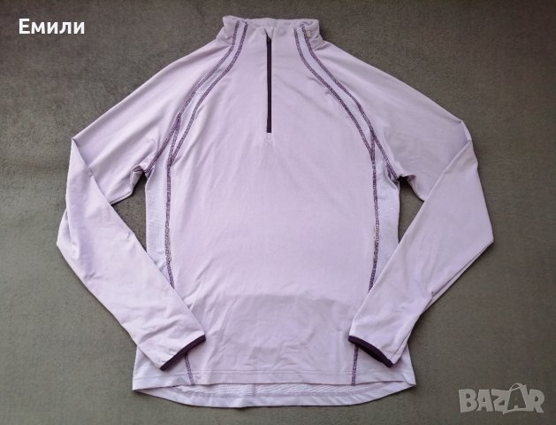 Active Touch лилава дамска спортна блуза с поло, цип, джоб отзад и дупки за палци р-р L, снимка 1 - Спортни екипи - 41518369