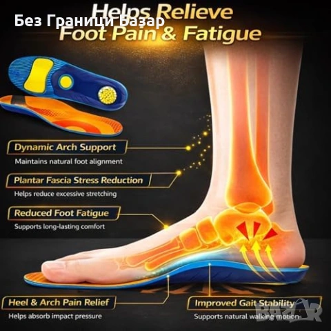 Нови Стелки с опора на свода – стабилизираща плоча, плантарен фасциит, пета, снимка 4 - Други - 53683467