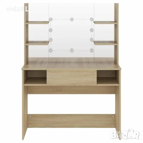 vidaXL Тоалетка с LED лампи, 100x40x135 см, МДФ, дъб, снимка 3 - Тоалетки - 56146997