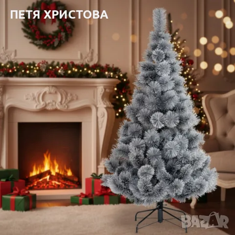 Изкуствено борче/елха със заскрежени иглички и шишарки