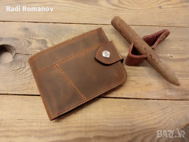 Ръчно изработен мъжки кожен портфейл , снимка 4 - Портфейли, портмонета - 48929365